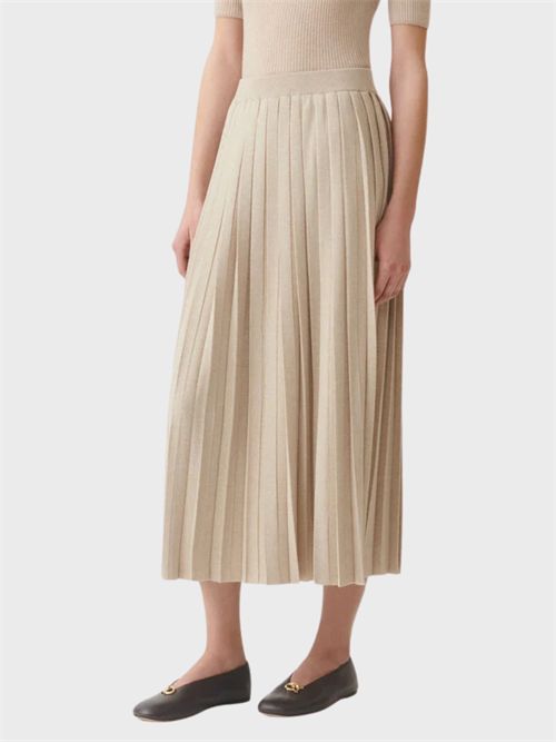 Platinum yarn midi skirt with asymmetric pleats FABIANA FILIPPI | GND216F339D2300167